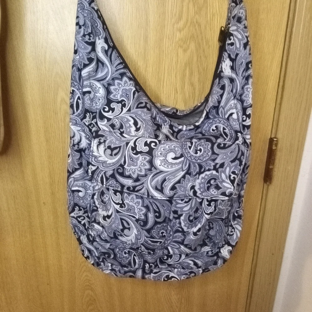 White Blue & Grey Hobo Bag